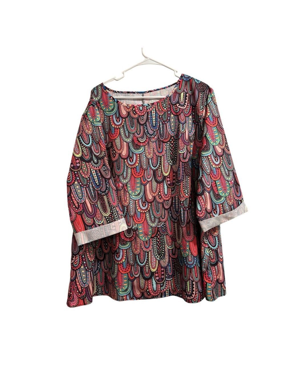 Southwestern Hippie Paisley Tunic Womens 4X Colorful Lightweight Summer Blouse